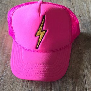 NWT Aviator Nation Bolt Trucker Hat Neon Pink